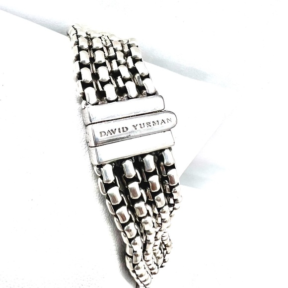 David Yurman Diamond 18k Gold 925 Silver X 4 Box Chain Bracelet - Picture 10 of 14